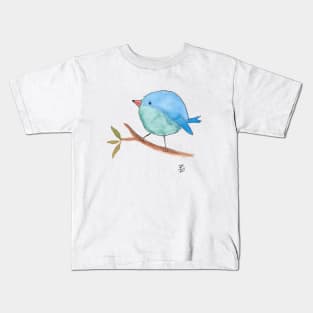 Blue bird on a branch Kids T-Shirt